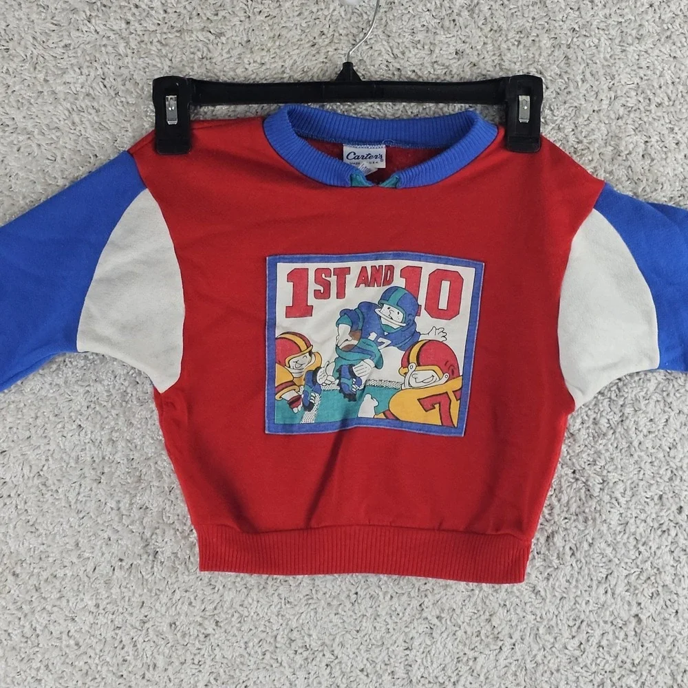 Vintage Carters 1st And 10 Football Crewneck Sweatshirt Size 4T Made USA 80s 90s